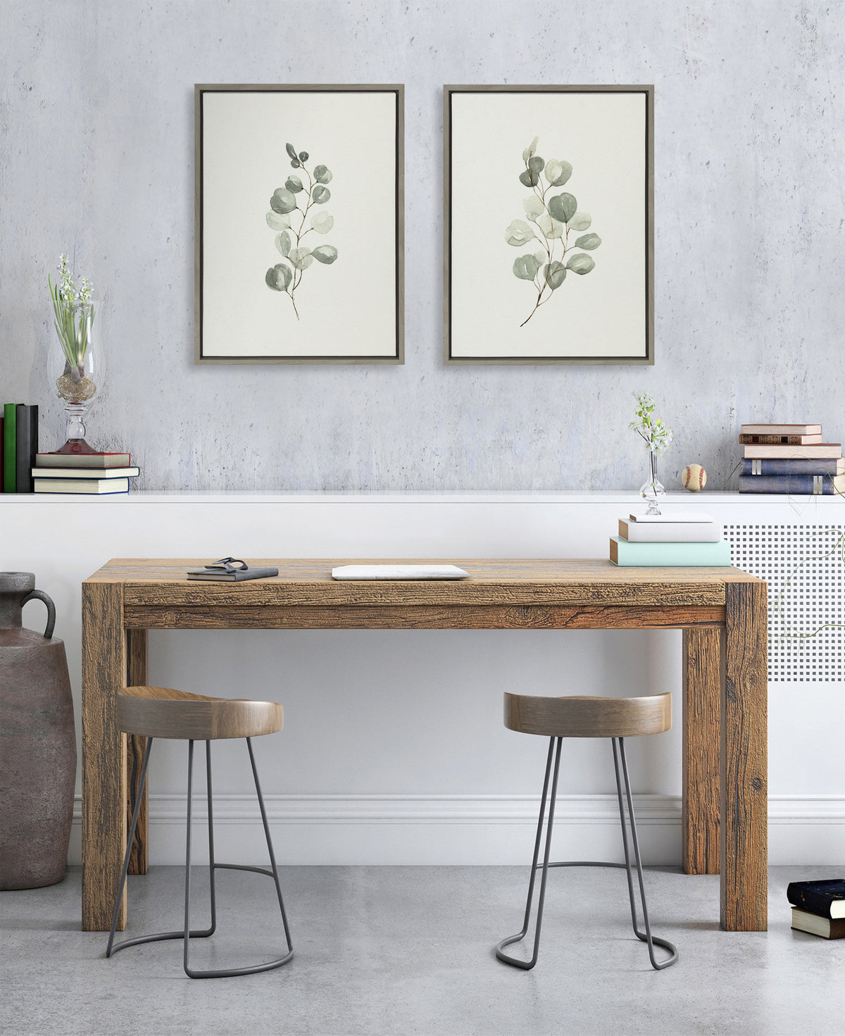 Sylvie Eucalyptus Framed Canvas Set by Maja Mitrovic of Makes My Day Happy