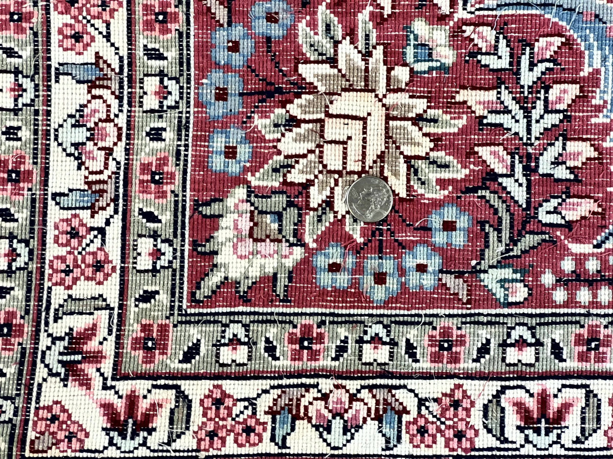 Silk Indian Kashmiri Rug 8x10, Floral Medallion, Indo Persian Carpet, Handmade Vintage Silk Rug - Jewel Rugs, view 21