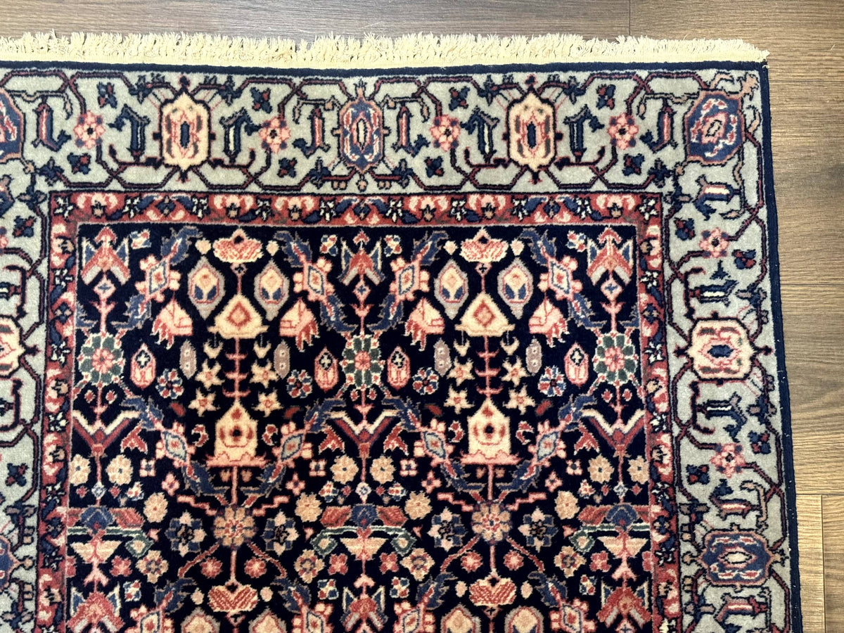 Indo Persian Runner Rug 2.8 x 12, Navy Blue, Floral, Fine 270 KPSI - Jewel Rugs, view 8