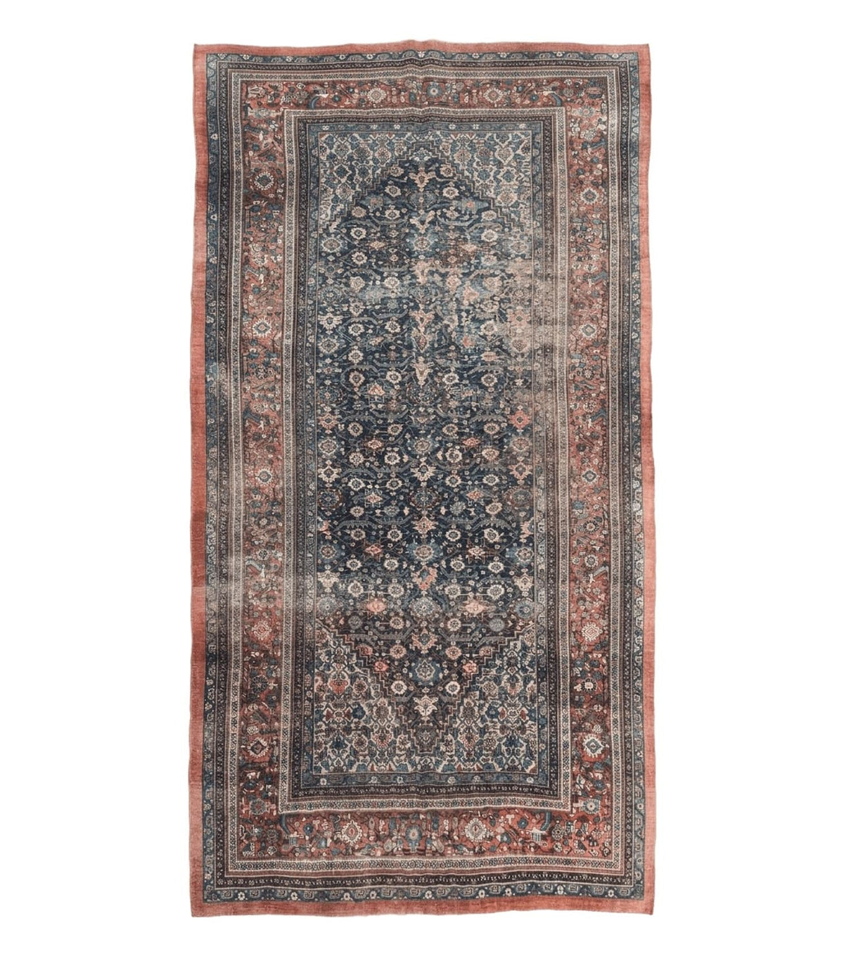 Antique Persian Bidjar Rug 8x15 – Navy Blue, Herati Pattern, Early 20th Century - Jewel Rugs