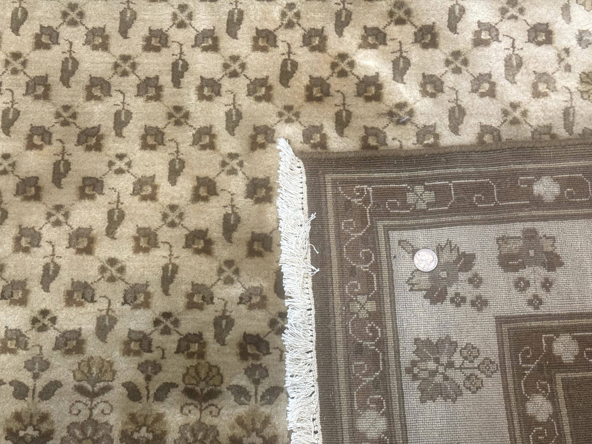 Indo Persian Rug 8x10, Allover Pattern, Beige, Wool Handmade Carpet - Jewel Rugs, view 13