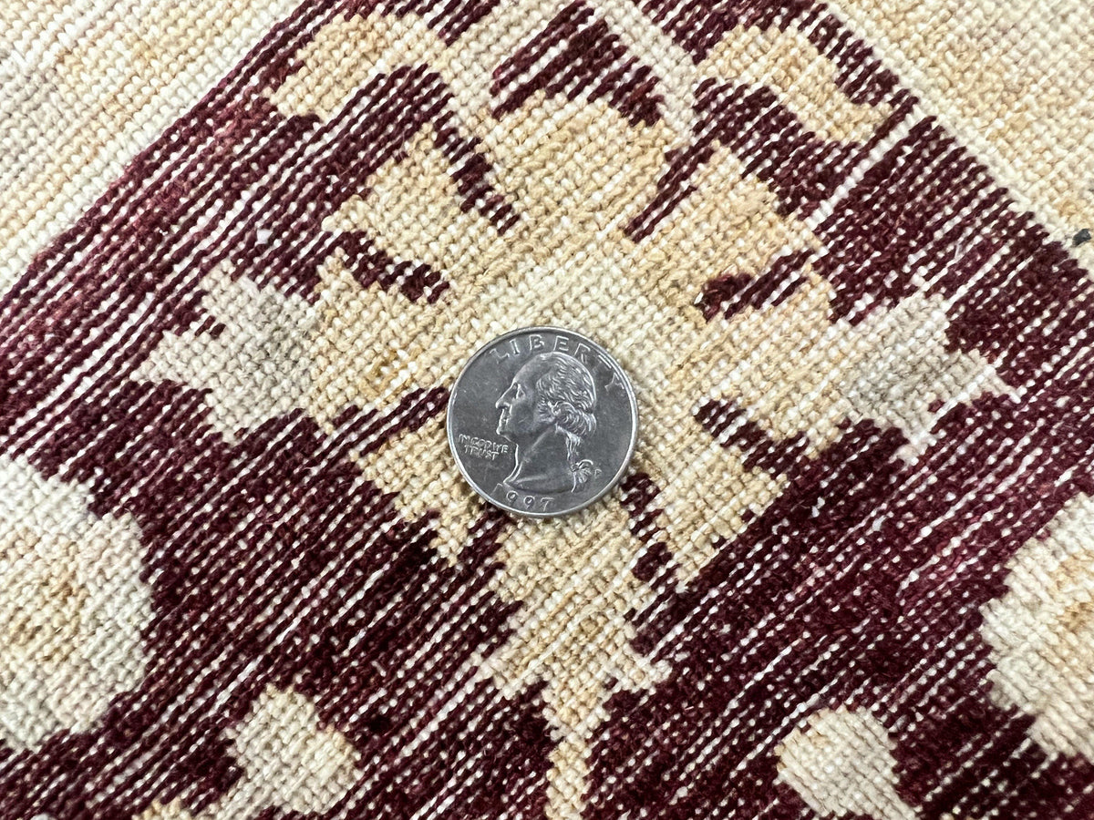 Peshawar Rug 5x7, Beige and Maroon, Vintage Handmade Wool Traditional Carpet 5 x 7 ft, Pakistani Rug, Agra Pattern, Very Fine 260 KPSI - Jewel Rugs, view 12