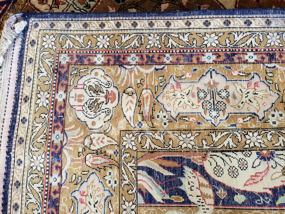 Semi Antique Persian Qum Silk Prayer Rug, Silk, Hand-Knotted, 3'6" x 5' - Jewel Rugs, view 10