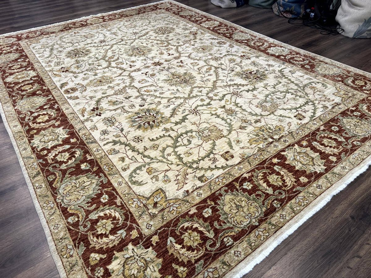 Pakistani Rug 9x12, Floral Allover Peshawar Carpet, Chobi, Beige and Rust Red, Traditional - Jewel Rugs, view 13