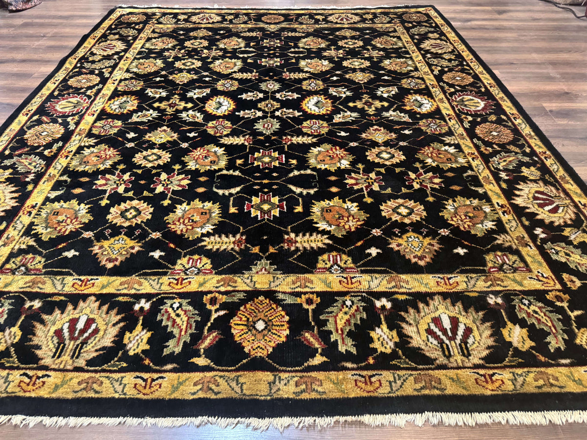 Indo Persian Mahal Rug 8x10, Black and Gold, Wool Hand Knotted Oriental Carpet - Jewel Rugs, view 2