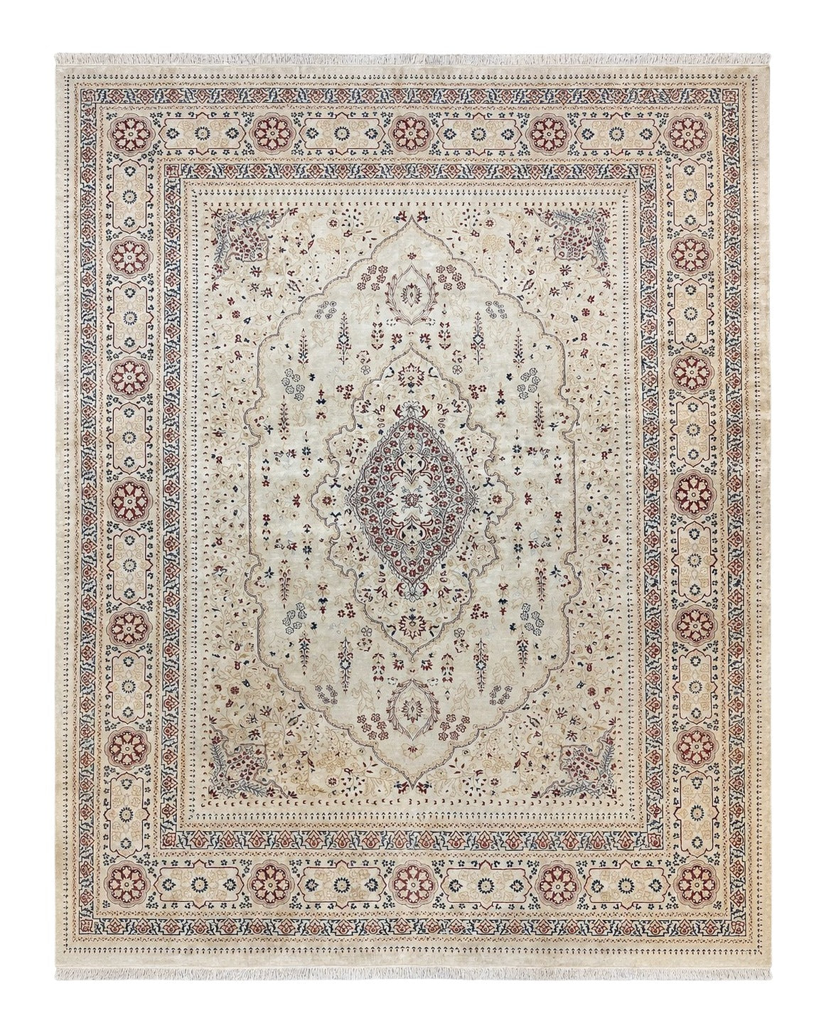 Pak Persian Rug 9x11, Very Fine Hand Knotted Oriental Carpet, Haji Jalili Design, Ivory/Cream, Wool Handmade Room Sized Rug 9 x 11 ft, Nice - Jewel Rugs