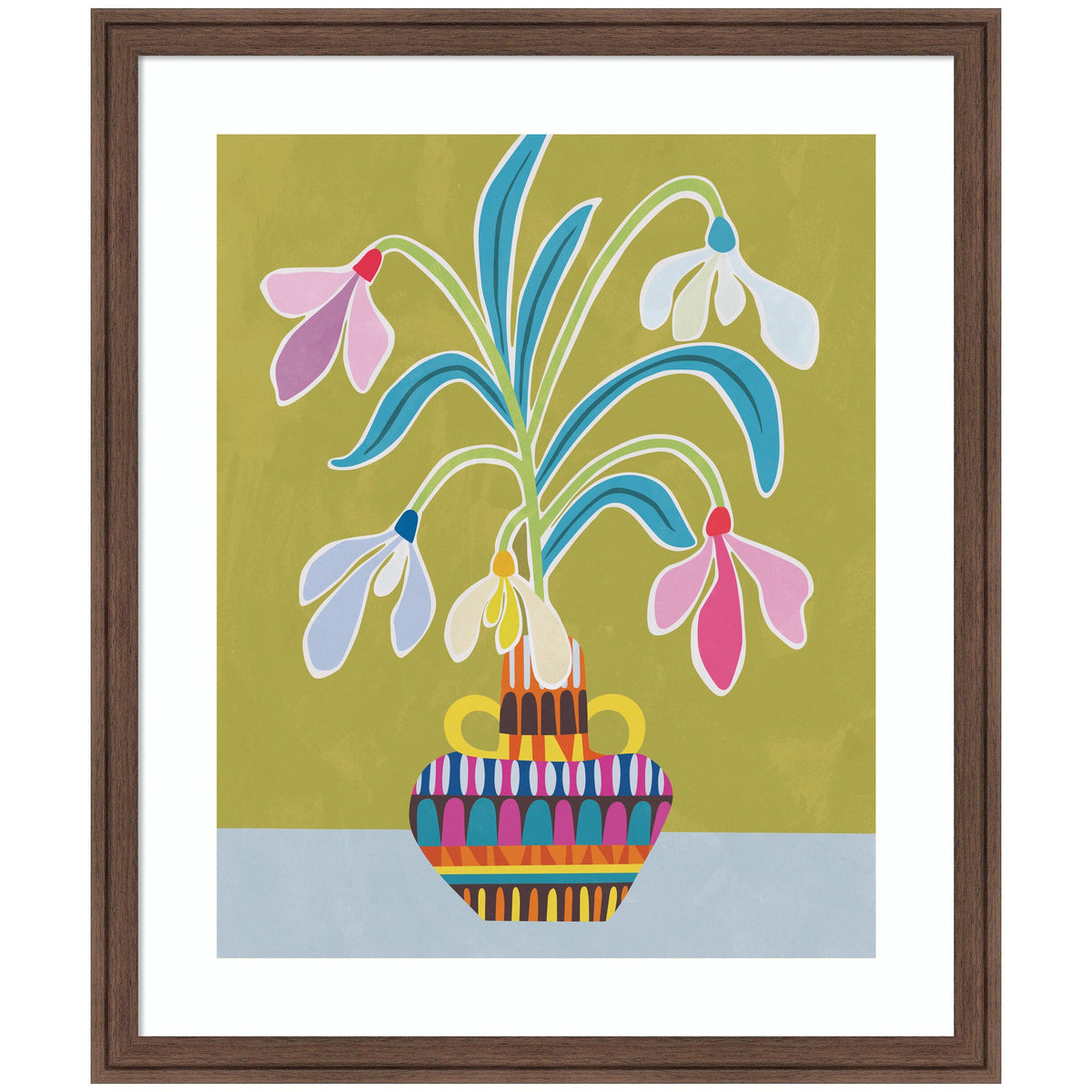Framed Art Snowdrops the January Birth Flower by Rachel Lee