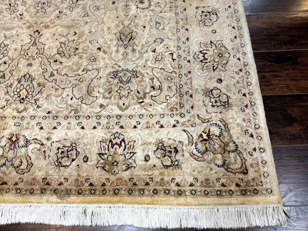 Pak Persian Rug 6x9, Vintage Handmade Wool Carpet, Floral, Beige - Jewel Rugs, view 10