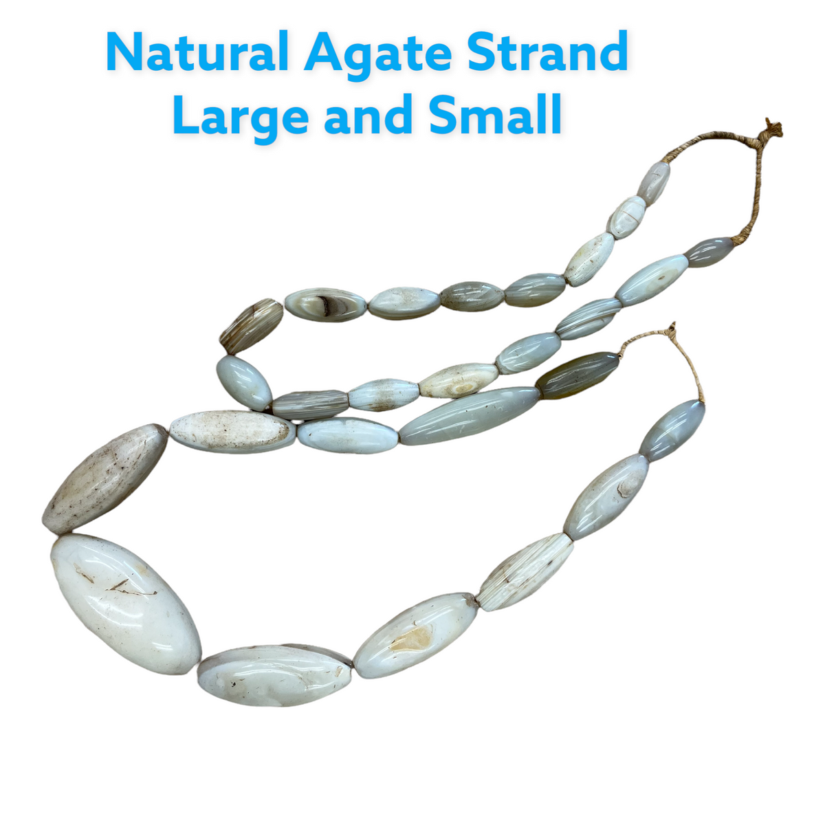 14" Long Natural Agate Strand Approx.0.75" diameter