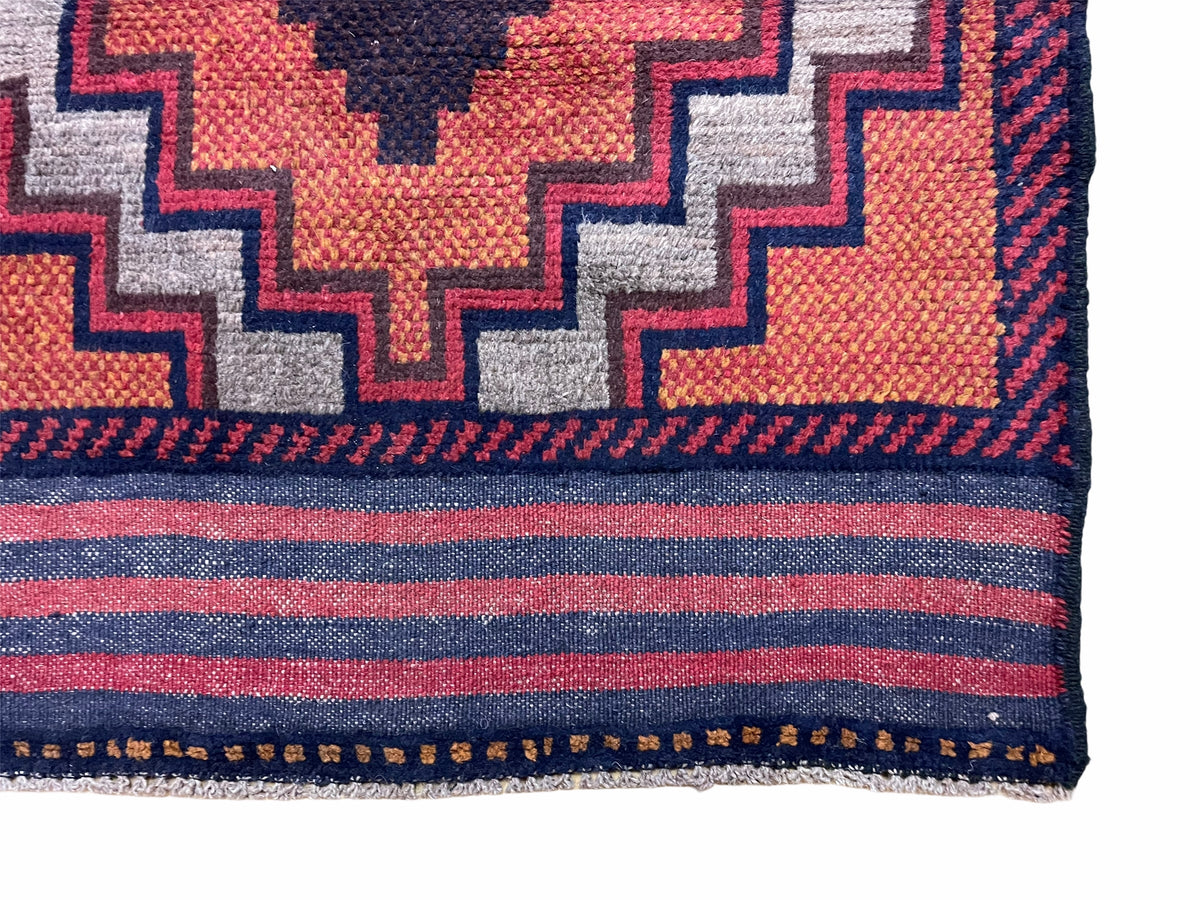 3X5 Vintage Handmade Tribal Wool Rug Balouchi Rug Afghan Rug Red 2' 8" X 4' 8" - Jewel Rugs, view 8
