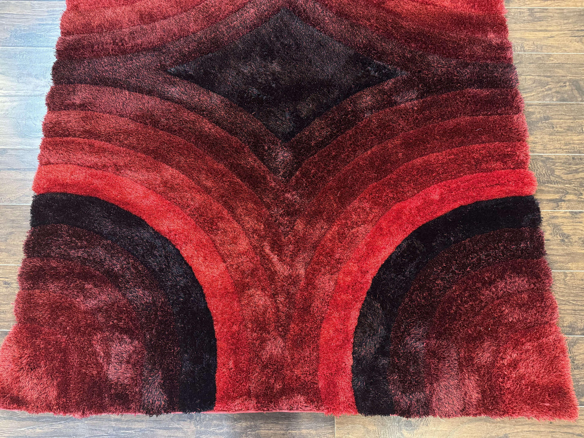 Red and Black Shag Rug 5x7, Pair A - Jewel Rugs, view 6