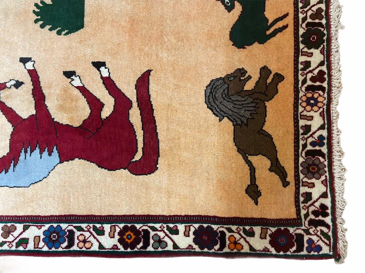 4x6 Rug Handmade Zagros Quality Wool Horses Tribal Hand-Knotted Rug Veggie Dye - Jewel Rugs, view 7