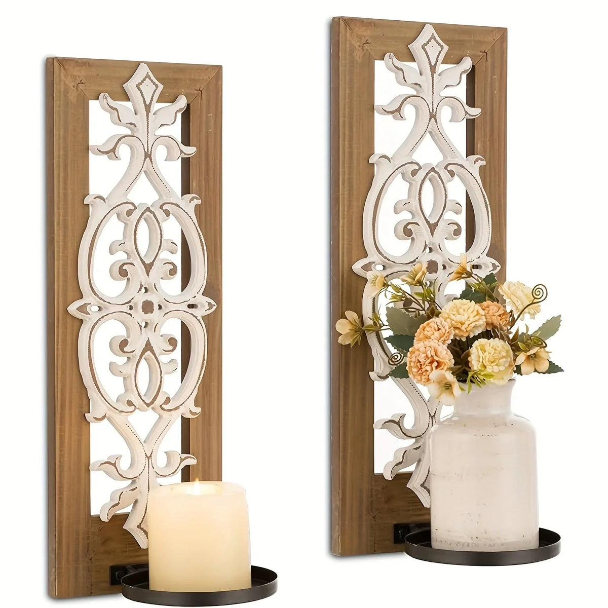 Candle Sconces - Rustic Wood Brown Wall — House of Avana, view 8 of 14