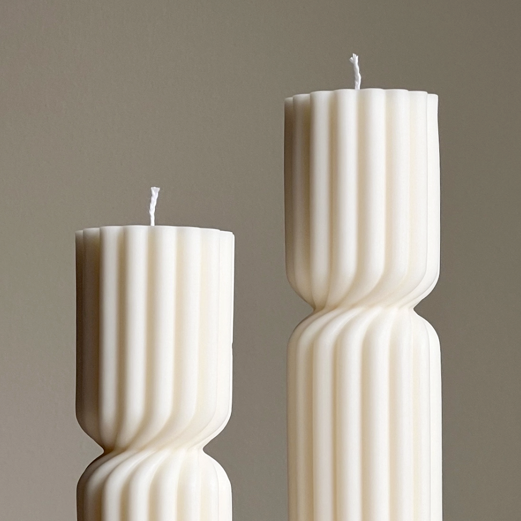 Fluted Hourglass Pillar Candle - Source by Studio Skara, view 4