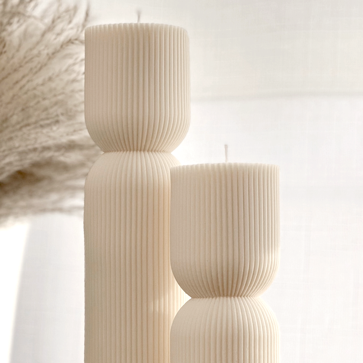 Ribbed Hourglass Pillar Candle - Source by Studio Skara, view 4