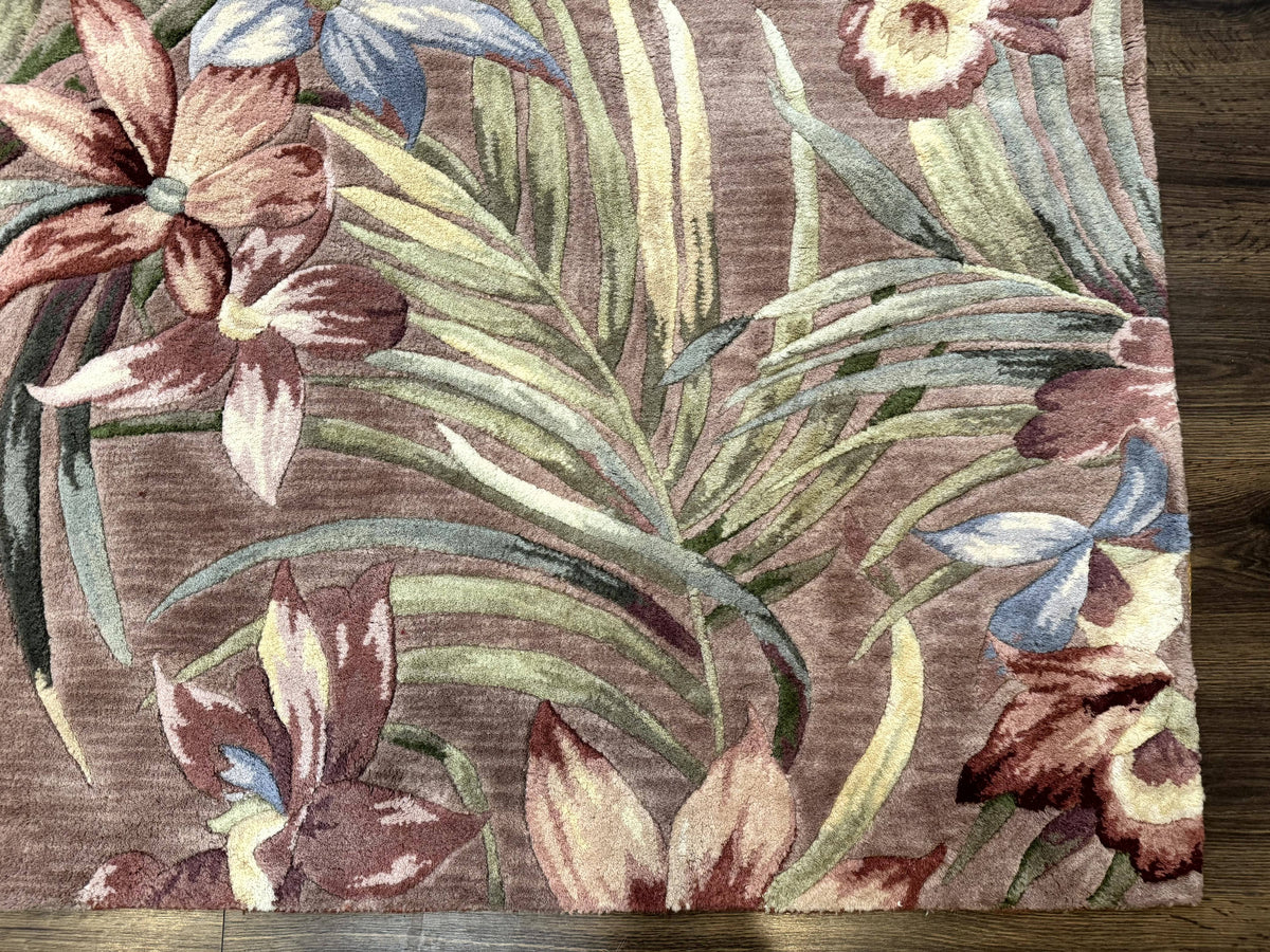 Hand Tufted Floral Rug 5x8, Light Rose Wool Carpet - Jewel Rugs, view 10