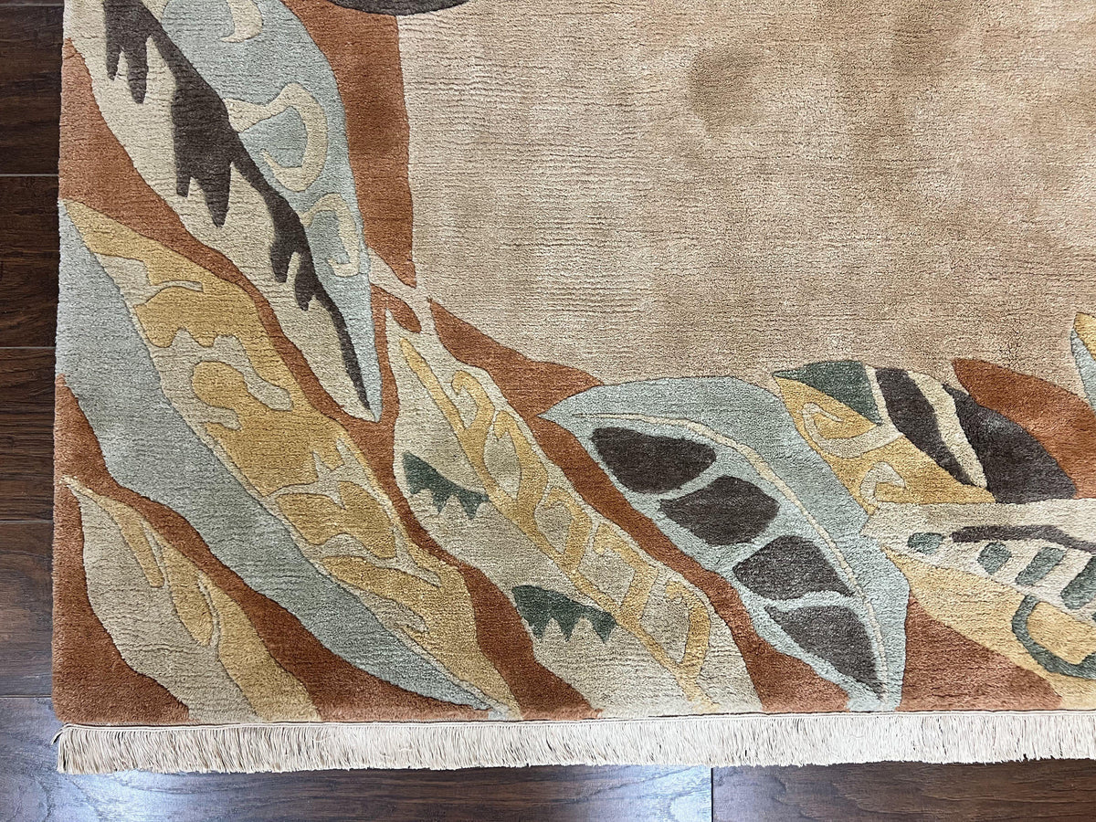 Modern Tibetan Rug 7x10, Soft Wool, Tufenkian Style Carpet, Tibet Nepali Rug, Open Field, Handmade Wool Rug - Jewel Rugs, view 9