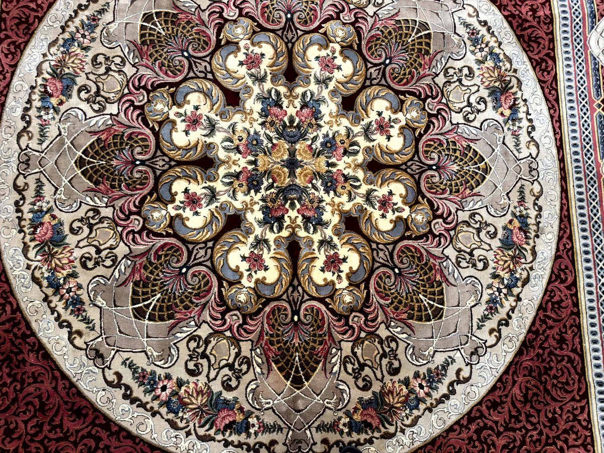 Wonderful Aubusson Rug 10x14, Red Maroon, Elegant, Fine 200 KPSI - Jewel Rugs, view 4