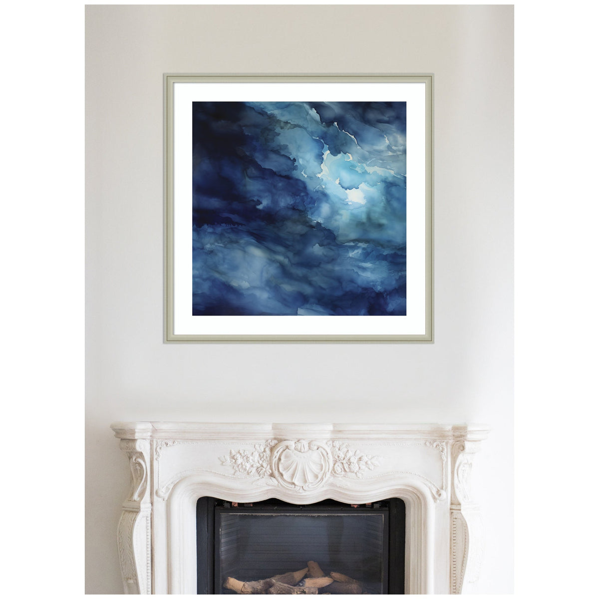 Framed Art Rich Blue Watery Abstract by The Creative Bunch Studio