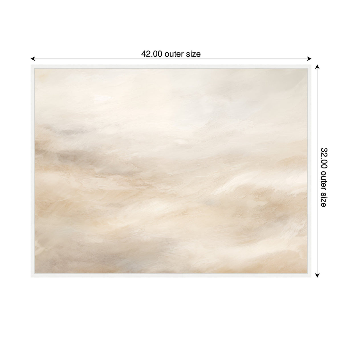 Sylvie Tonal Abstract Textural White and Beige Light Natural Neutrals Horizontal Framed Canvas by The Creative Bunch Studio