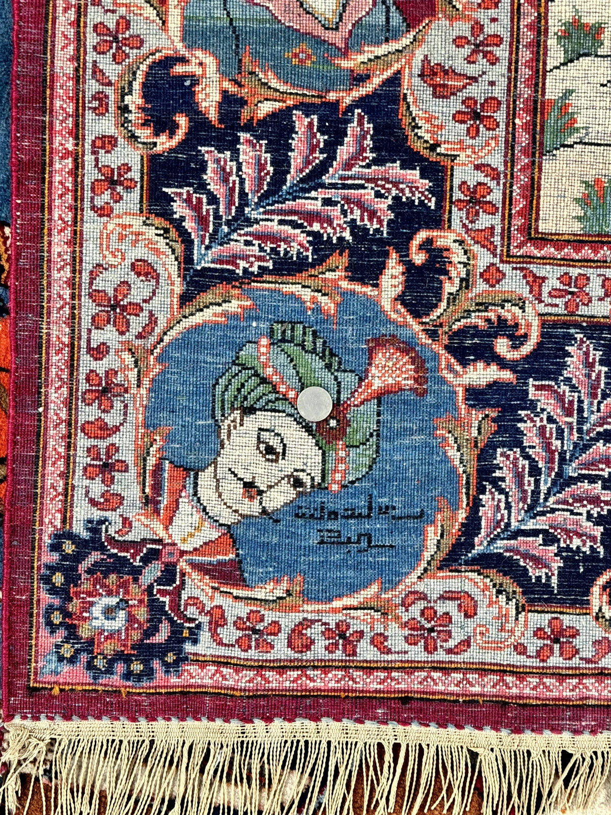 Rare Persian Kashan Pictorial Rug 6x9, King Bahram Hunting Scene, Persian Kings, Hand Knotted Persian Rug for Wall Hanging, Antique, Wool - Jewel Rugs, view 11