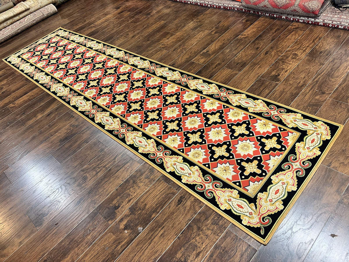 Vintage Runner Rug 3.5 x 14, Long Runner Rug, Stark Custom Made Carpet, European Design, Red Black Ivory Tan, Long Rug for Hallway - Jewel Rugs, view 13