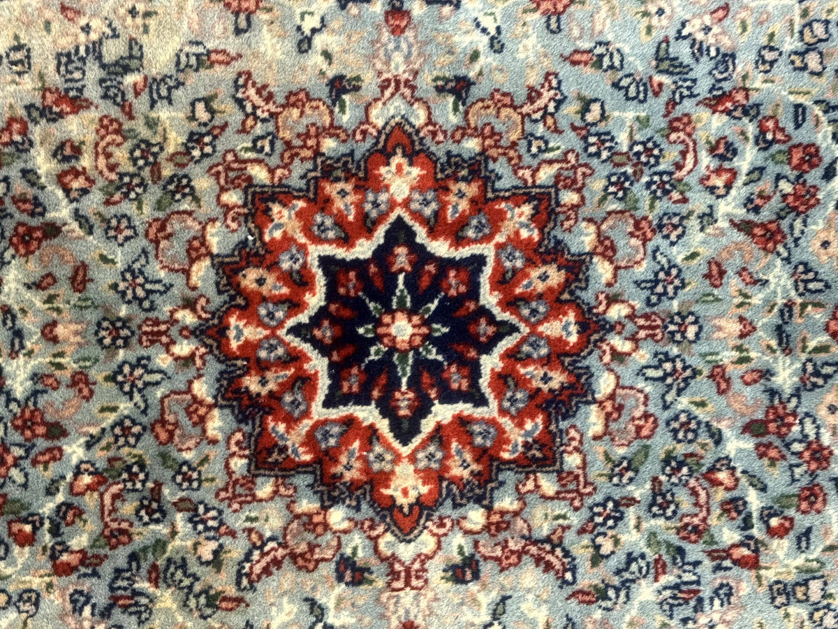 Indo Persian Kerman Rug 3x5, Light Blue, Floral Medallion - Jewel Rugs, view 5