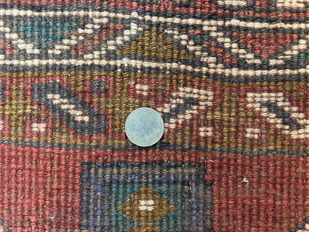 Persian Heriz Runner Rug 3.8 x 8.6, Geometric Design, Large Triple Medallions, Hand Knotted Handmade Vintage Wool Hallway Rug, Red - Jewel Rugs, view 10