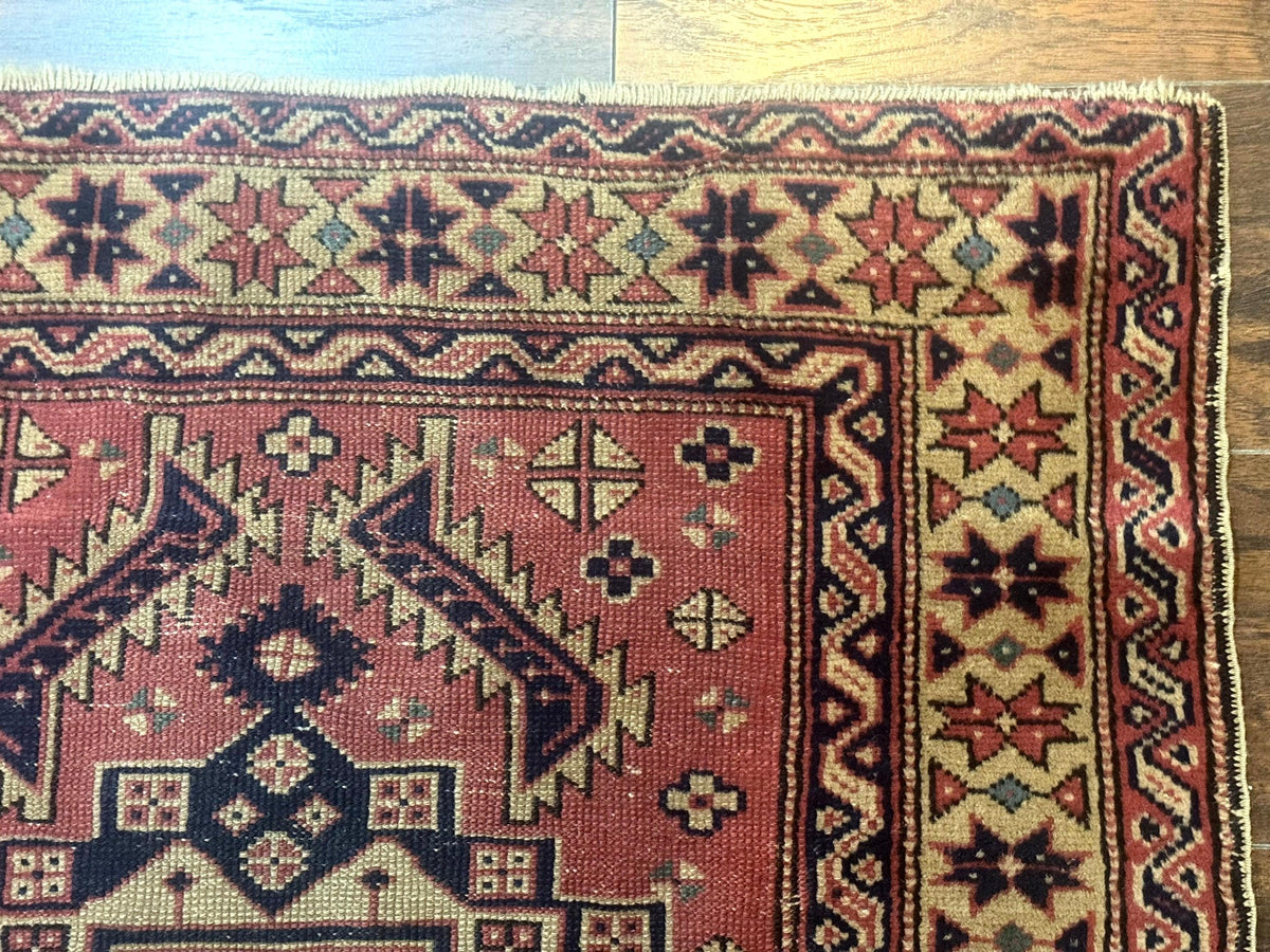 Antique Turkish Sparta Rug 3x6, Geometric Caucasian Kazak Pattern, Handmade - Jewel Rugs, view 8