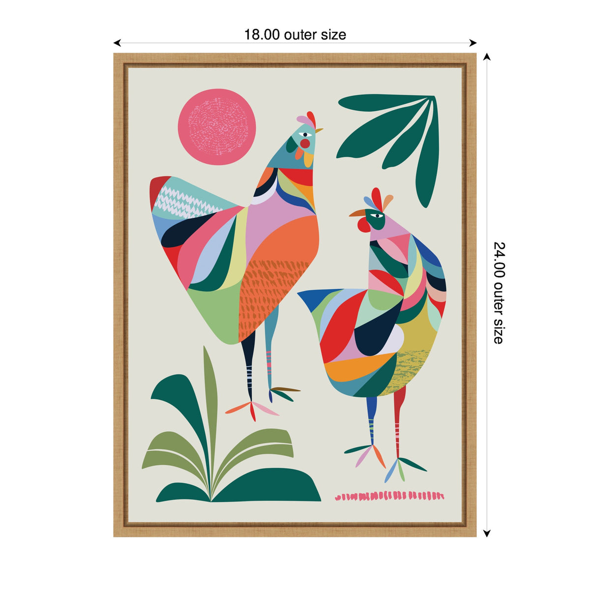 Whimsical Chickens by Rachel Lee 3 Birdies Studio Framed Canvas Wall Art Print