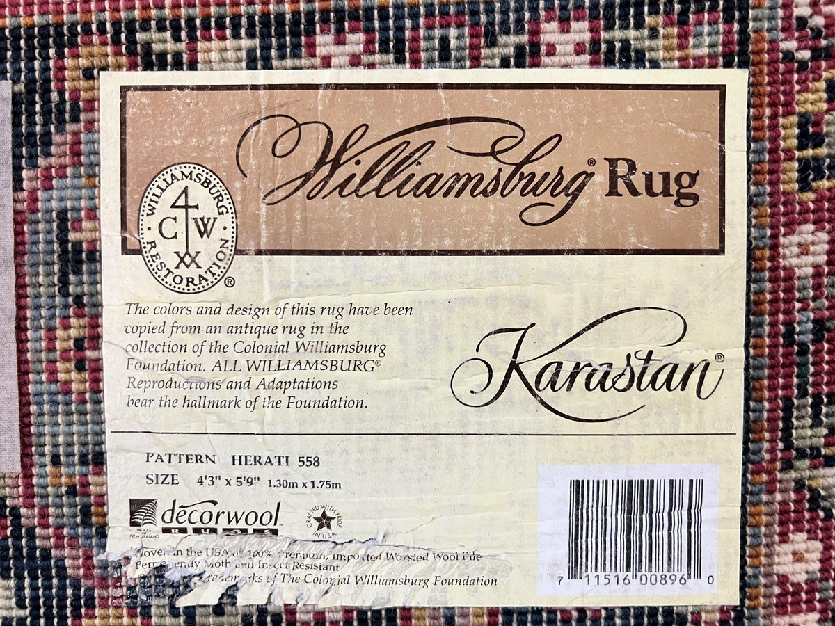 Karastan Rug 4x6, Williamsburg Herati #558, Wool Karastan Carpet, Vintage Karastan Persian Area Rug, Wool Pile - Jewel Rugs, view 11