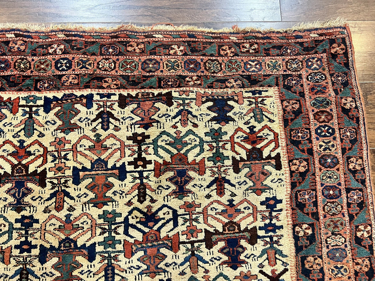 Persian Afshar Rug 5x6, Allover Repeated Motif, Wool Tribal Carpet, Handmade Semi Antique Rug - Jewel Rugs, view 7