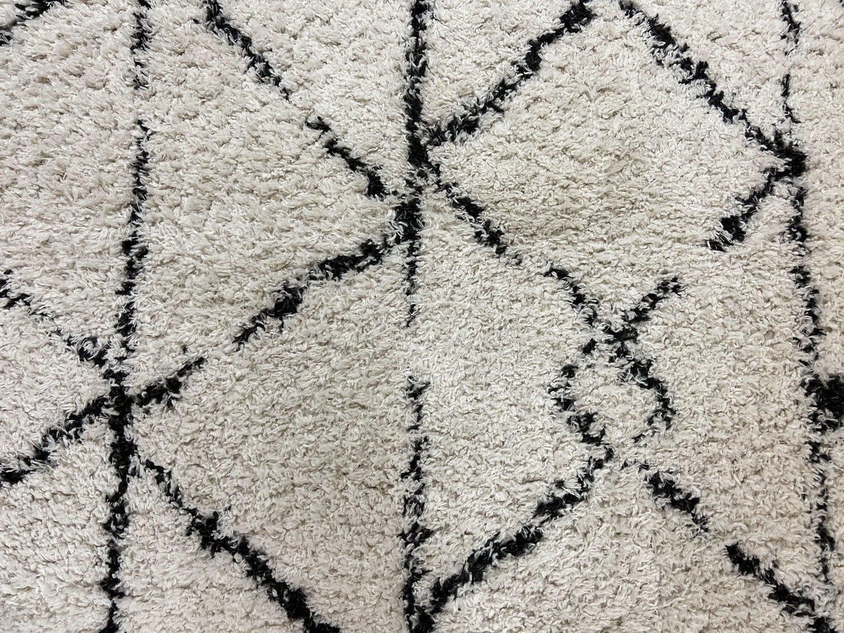 Modern Shag Rug 5x7, Ivory and Black Area Rug 5 x 7 ft - Jewel Rugs, view 12
