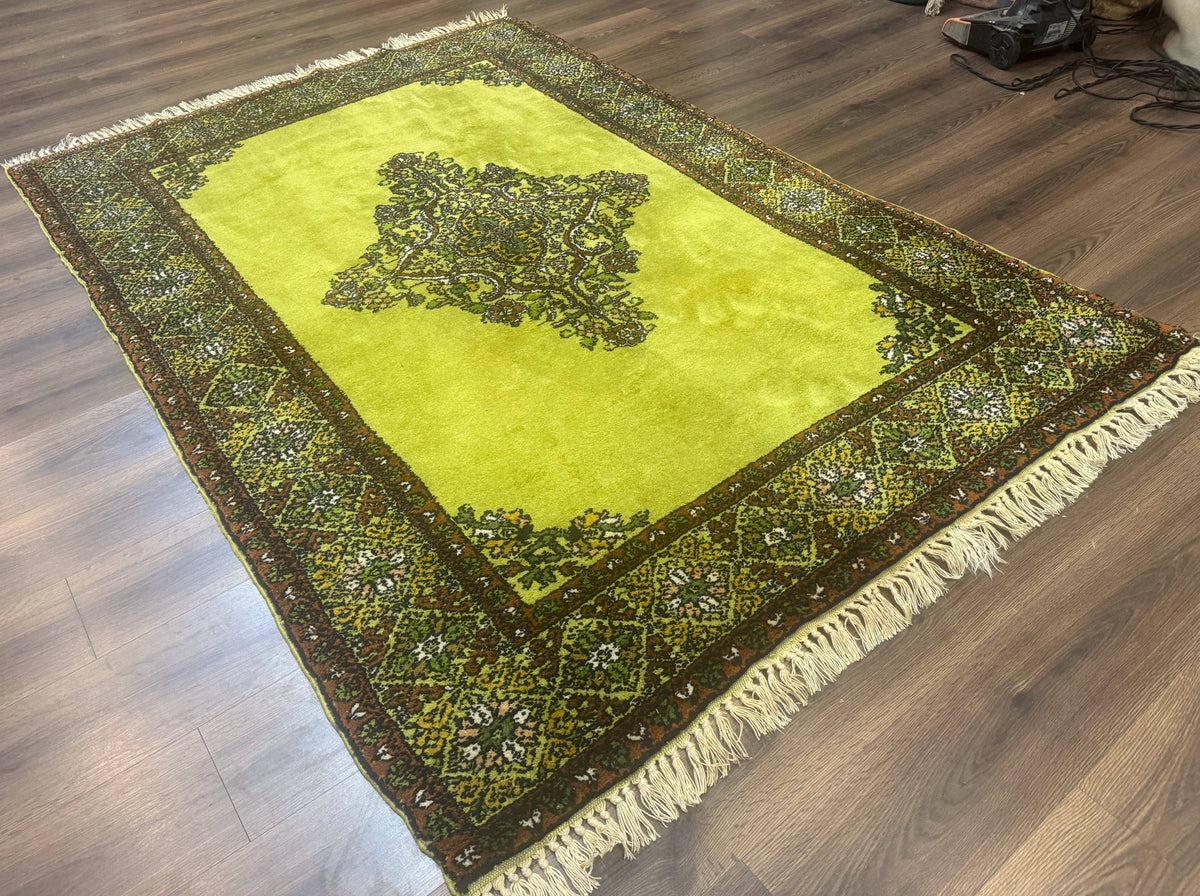 Moroccan Rug 6x8, Semi Open Field, Vintage, Lime Green, Wool Carpet - Jewel Rugs, view 13