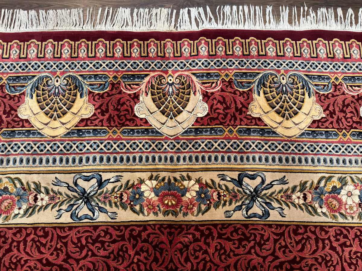 Wonderful Aubusson Rug 10x14, Red Maroon, Elegant, Fine 200 KPSI - Jewel Rugs, view 3