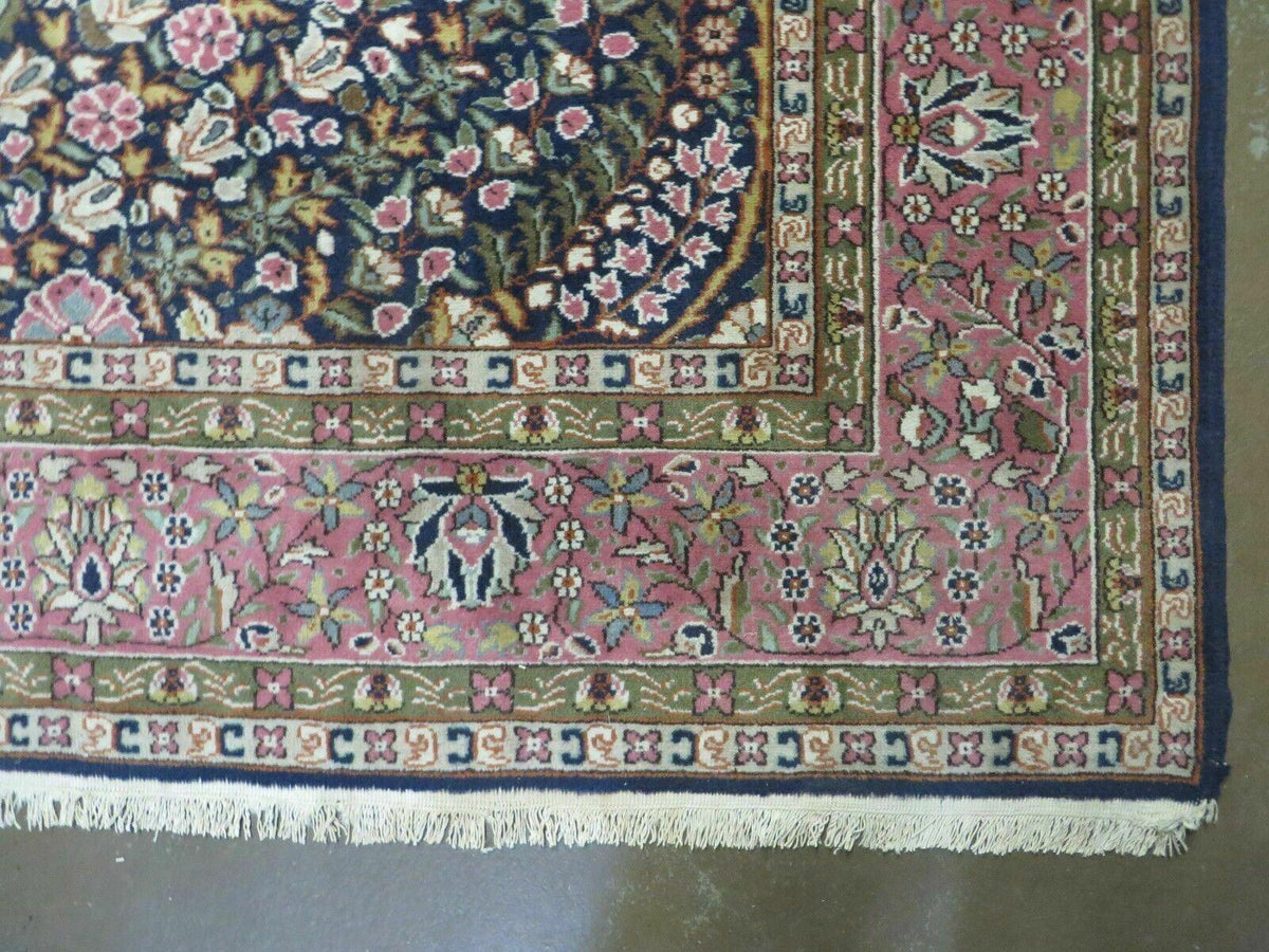 Turkish Sivas Rug 7x11, Navy Blue & Pink, Millifluer Floral Wool Carpet, Vintage - Jewel Rugs, view 10