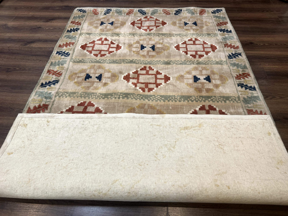 Geometric Design Area Rug 5x8, Beige and Rust Red - Jewel Rugs, view 11
