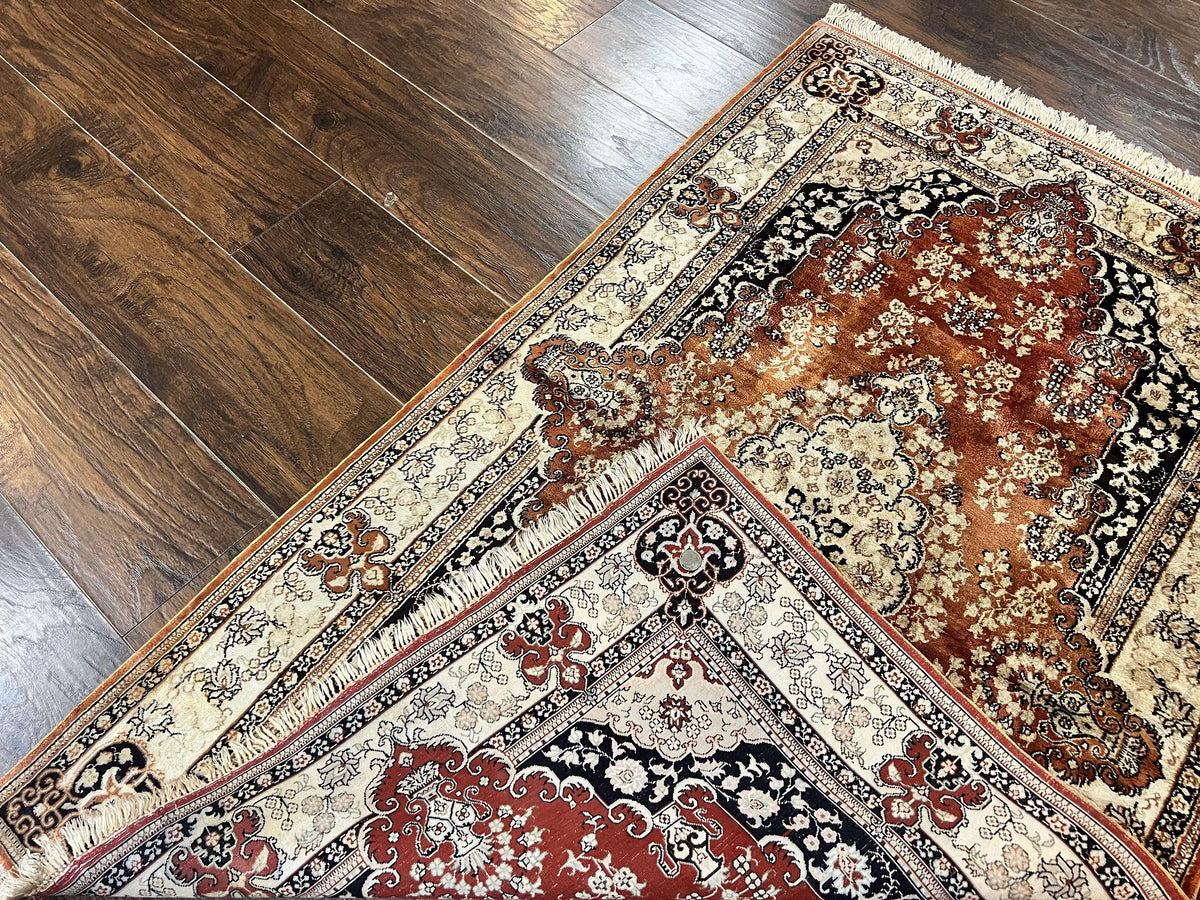 Turkish Silk Rug 3x5, Very Fine 400 KPSI, Floral Medallion, Hand Knotted - Jewel Rugs, view 11