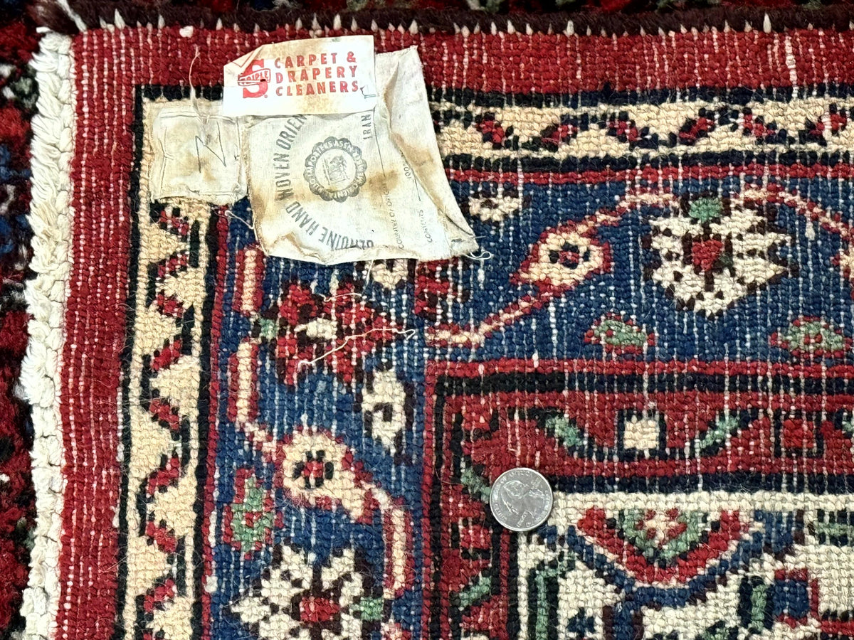 Persian Tribal Rug 6x11, Red Blue Ivory, Antique Persian Carpet, Hamadan Dargazin Carpet - Jewel Rugs, view 10