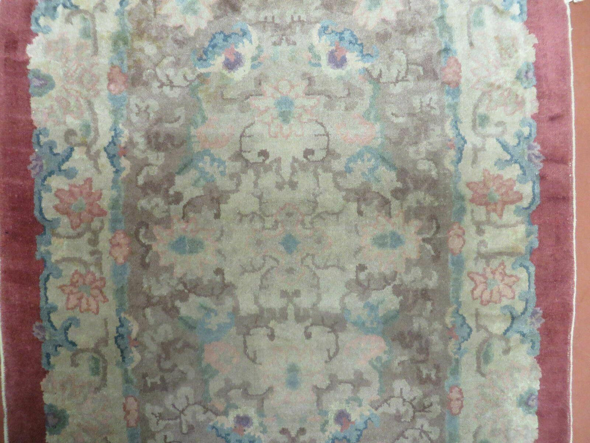 Oval Chinese Art Deco Rug 3x5 Vintage Wool Carpet - Jewel Rugs, view 7