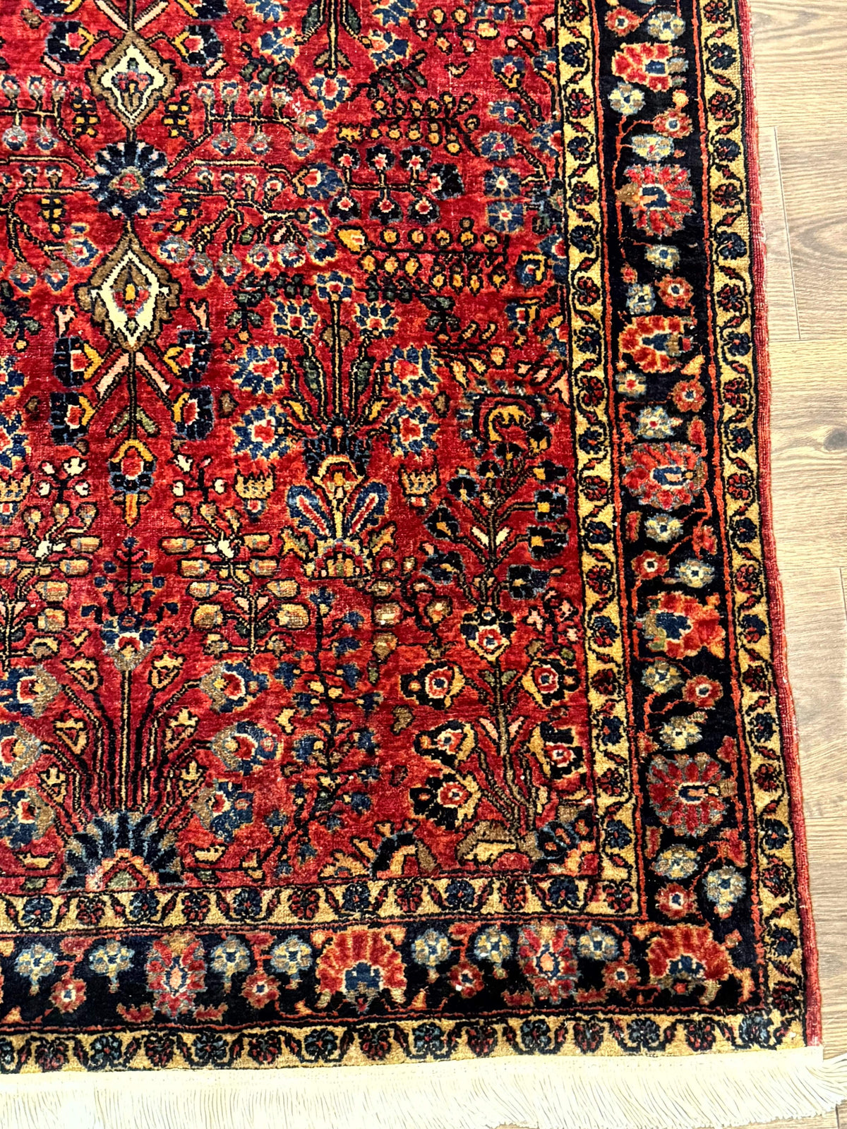 Antique Persian Sarouk Rug 3x4, Red, Floral, 1920s Wool Rug - Jewel Rugs, view 10