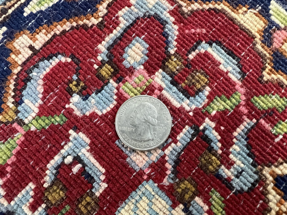 Persian Kirman Rug 7x10, Hand Knotted Wool Floral Medallion Carpet, Dark Red - Jewel Rugs, view 10