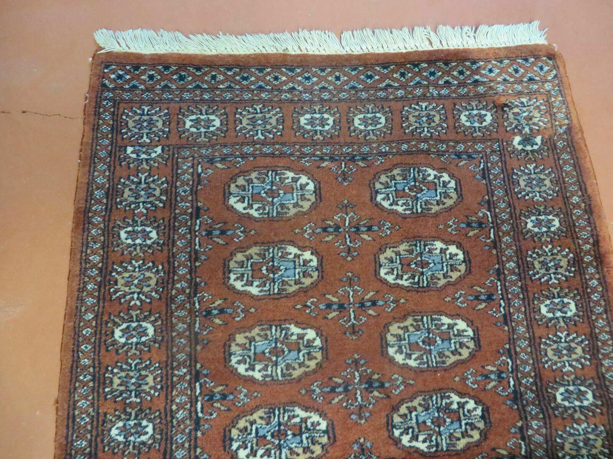 3' X 4' Vintage Handmade Pakistan Turkoman Bokhara Fine Woven Wool Rug - Jewel Rugs, view 4