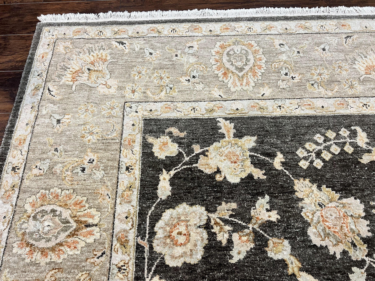 Indo Persian Rug 9x12, Sultanabad Indian Carpet, Dark Brown, Hand Knotted Vintage Wool Rug - Jewel Rugs, view 7