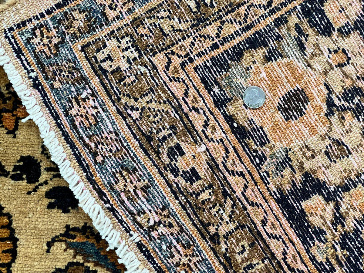 Antique Persian Rug 9x11, Wool Handmade 1920s Oriental Carpet, Persian Hamadan Anjelas Rug, Cream Black, Floral Allover Oriental Rug 9 x 11 Room Sized Rug - Jewel Rugs, view 11