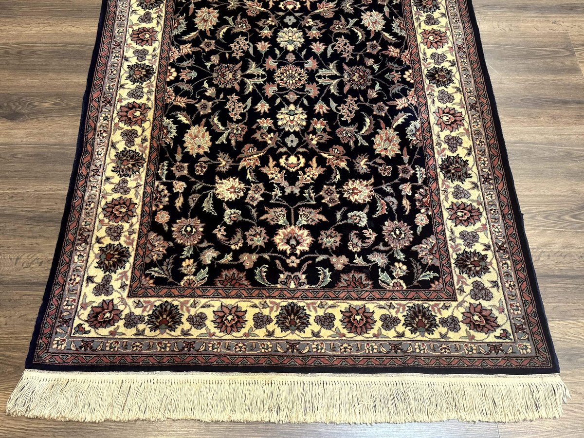 Sino Persian Rug 4x6, Navy Blue and Cream, Floral Allover Oriental Carpet - Jewel Rugs, view 6