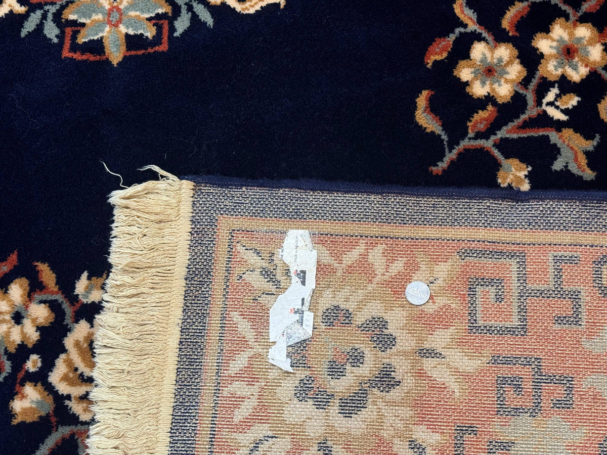 Chinese Wool Rug 8x11, Navy Blue and Terracotta, Floral, Couristan Belgium Power Loomed Carpet - Jewel Rugs, view 11