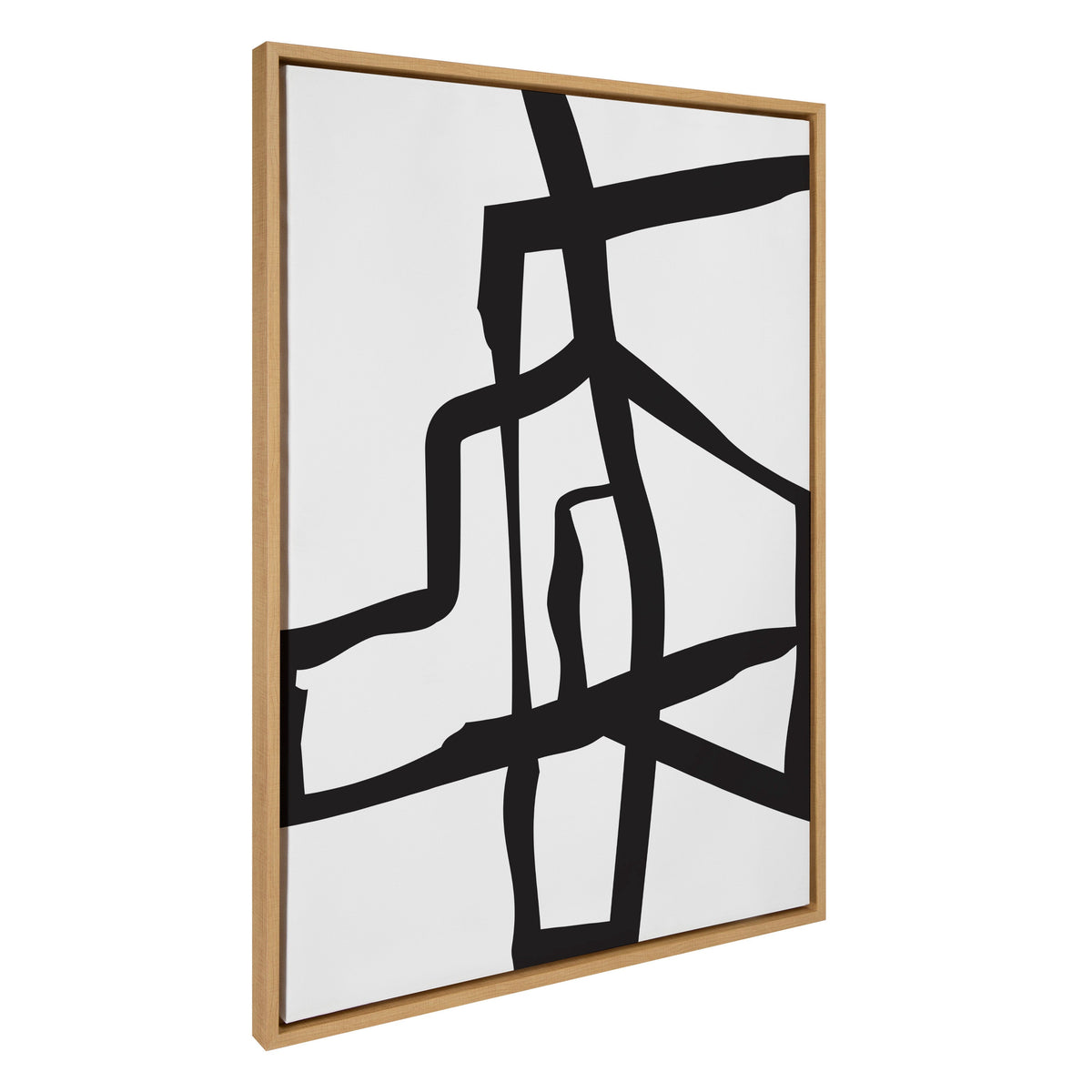 Sylvie Bold Sophisticated Abstract Black Stroke Framed Canvas by The Creative Bunch Studio