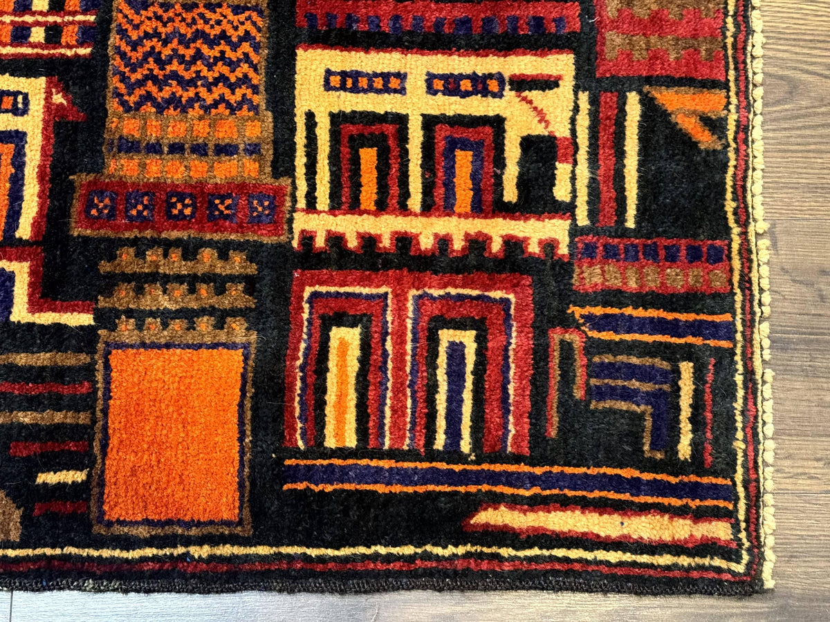 Balouch Rug 3x5, City Pictorial, Afghan Rug - Jewel Rugs, view 9