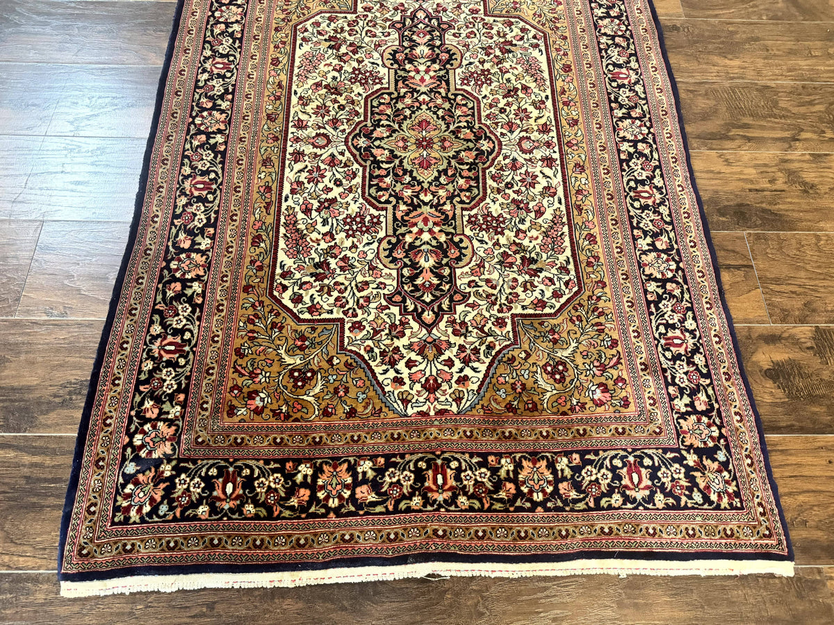 Persian Qum Rug 3.6 x 5, Kork Wool, Very Finely Hand Knotted 325 KPSI, Rare, Semi Antique - Jewel Rugs, view 5